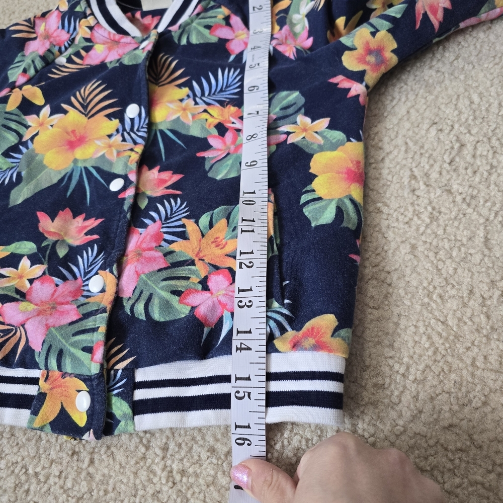 Zara Cotton Kids Tropical Floral Jacket - Navy and Multicolor - Picture 5 of 7